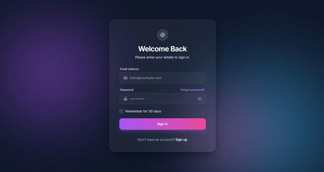 Ethereal Glass Login Form