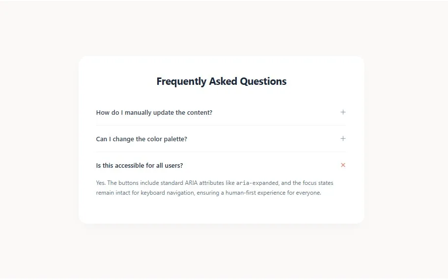 Simple Responsive Animated FAQ Accordion