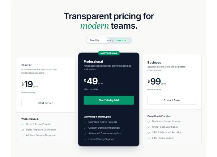 Pricing Card