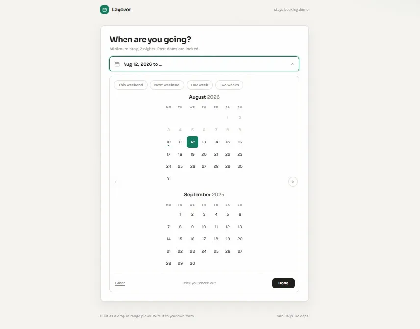 Date Range Picker for Bookings