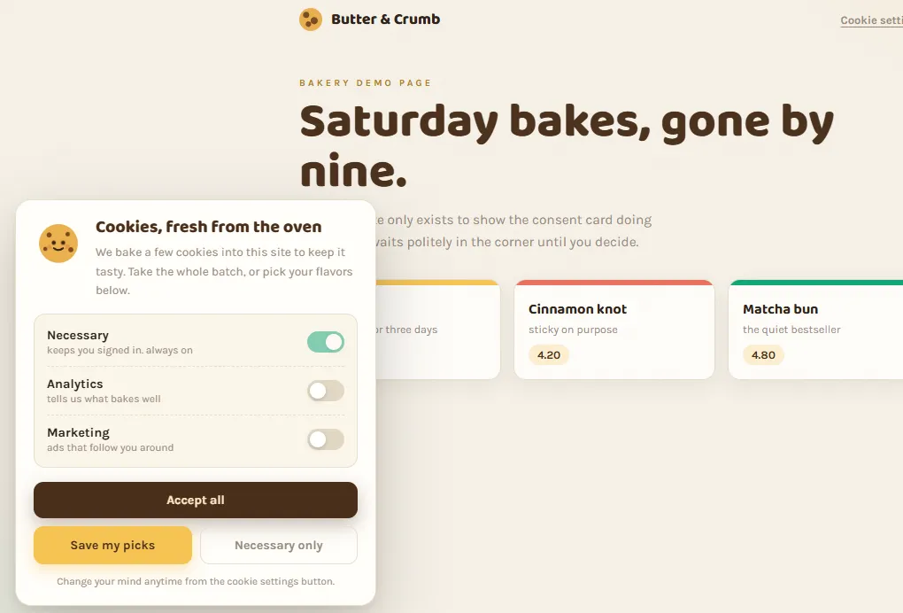 Cookie Consent Card