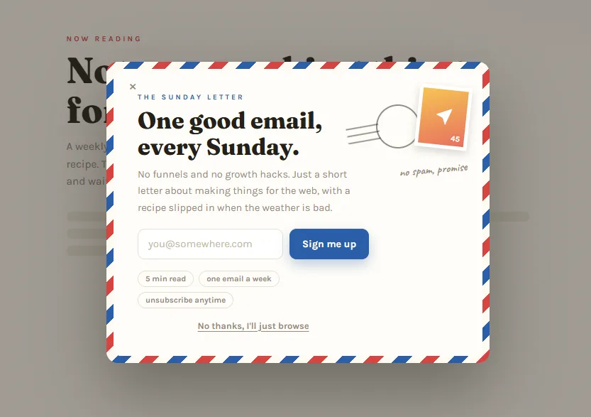 Airmail Newsletter Popup