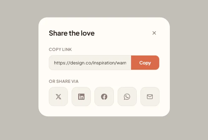 Warm & Friendly Share Modal