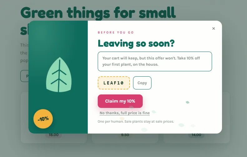 Exit Intent Popup