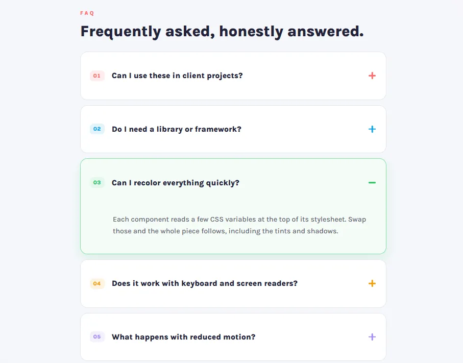 FAQ Accordion, One Open at a Time