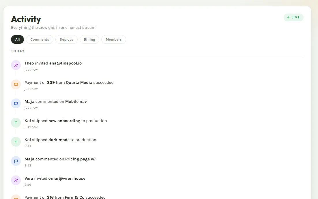 Live Activity Feed