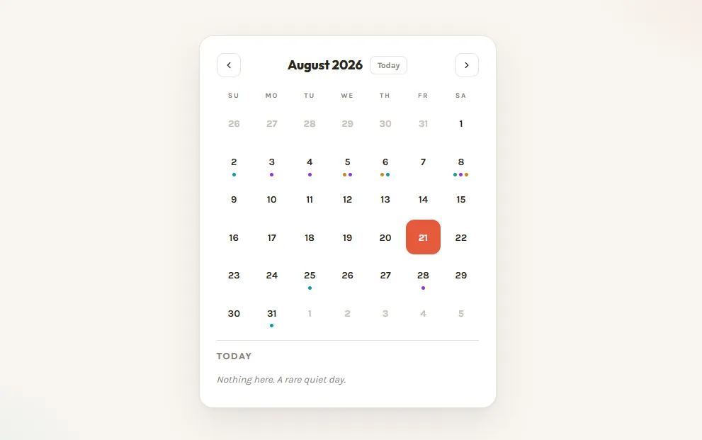 Calendar Widget with Events