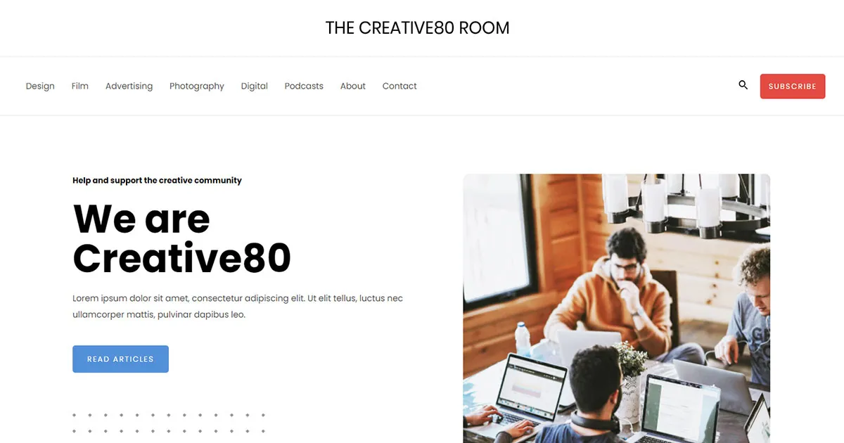 Creative Blog Free Wordpress Template by Astra