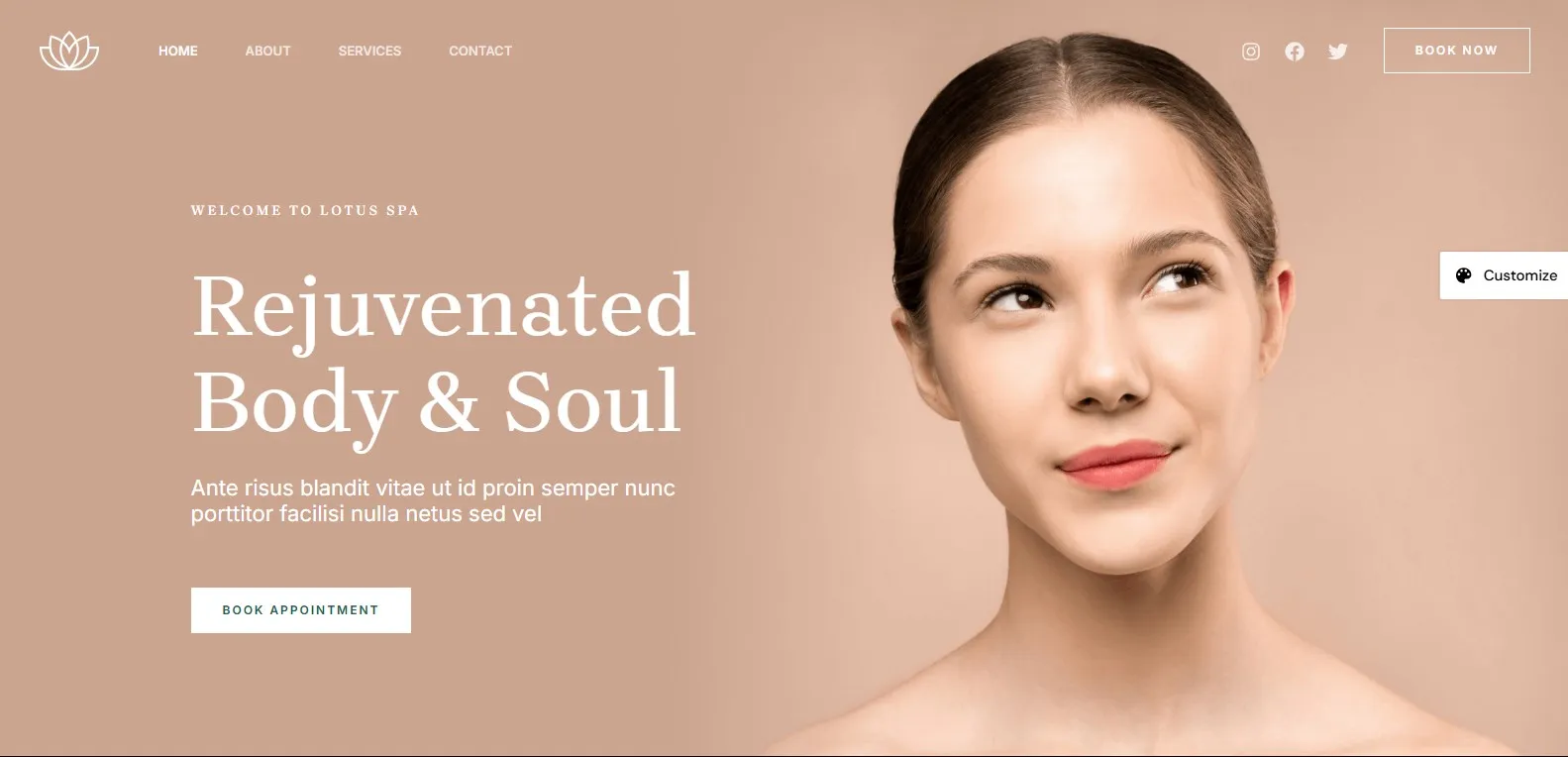Lotus Spa Free Wordpress Template by Astra