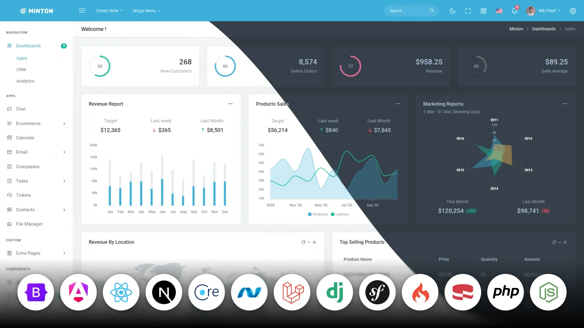 Minton - 13 in 1 Admin & Dashboard Template