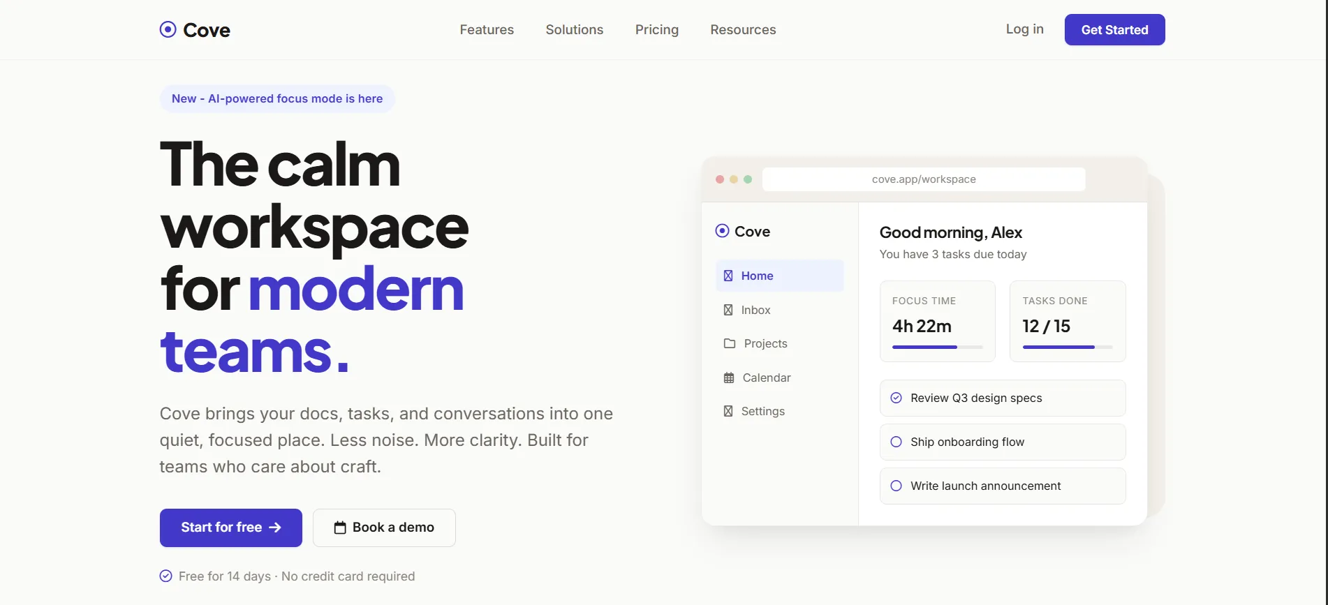 Cove - Modern SaaS Startup Free Template